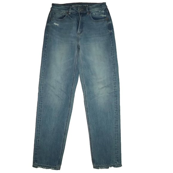 AMERICAN EAGLE JEANS COMFORT STRETCH WAISTBAND STRAIGHT DISTRESSED-WOMENS SIZE 2 - Picture 1 of 4